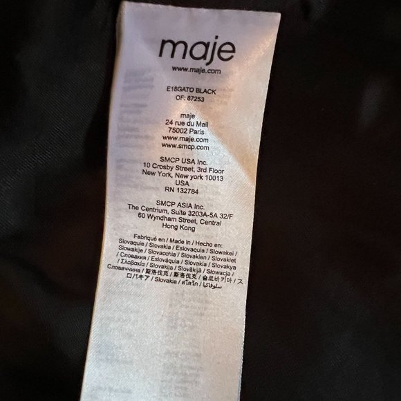 MAJE Belted Jacket Blazer Black Size 2 Collarless Slit Pockets Sash Tie Closure - Picture 11 of 12